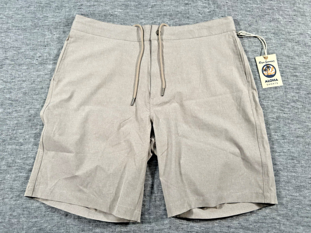 Reyn Spooner Aloha Shorts Mens 34 9" Beige Tropical Summer Casual Lightweight